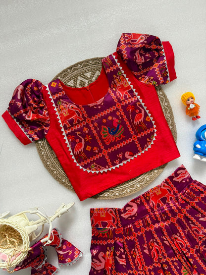 Trending Patola Series Kids cute  choli  sets