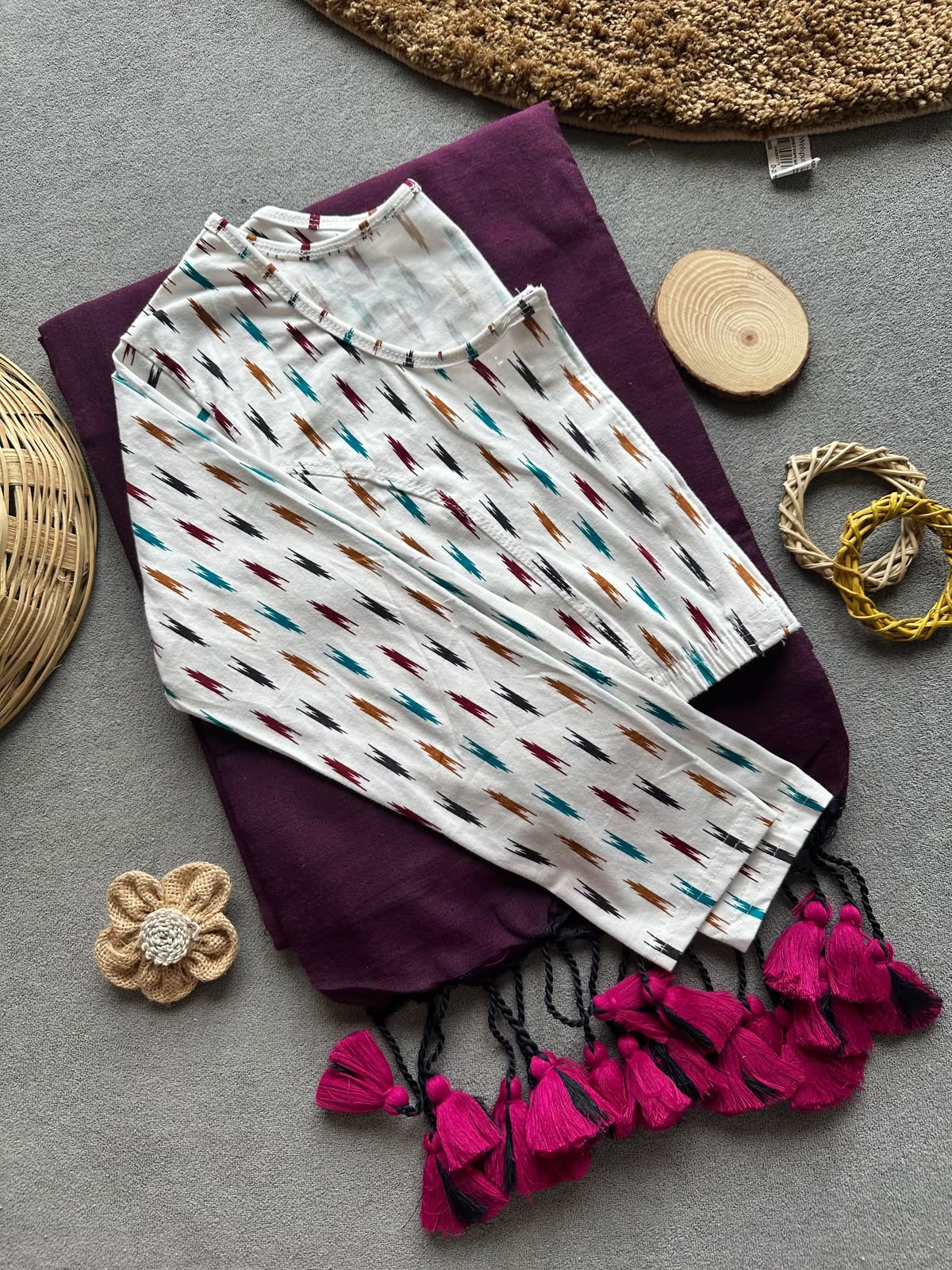 Khadi Streachable cotton stitched blouse