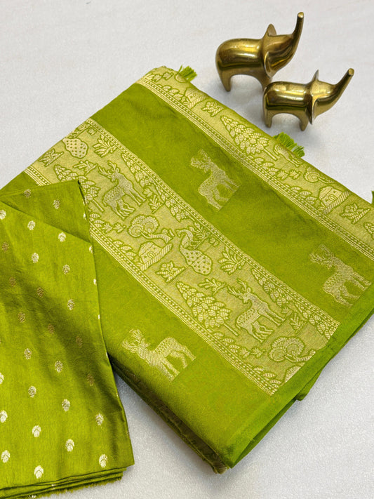 Moonga Viscose Budget  saree with weaving thread