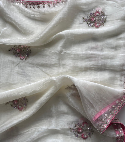 Gold Crush Tissue saree with sequence Luxe with stitched Blouse
