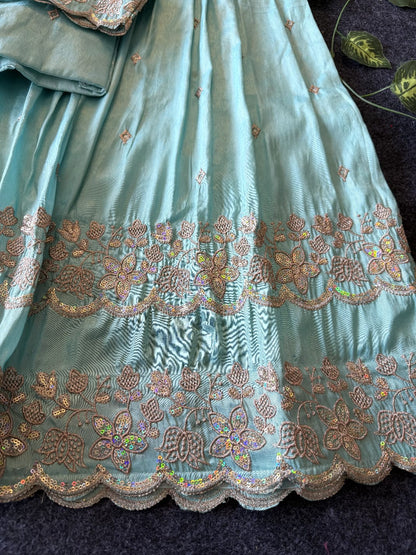 Bloom viscose tissue Designer lehenga