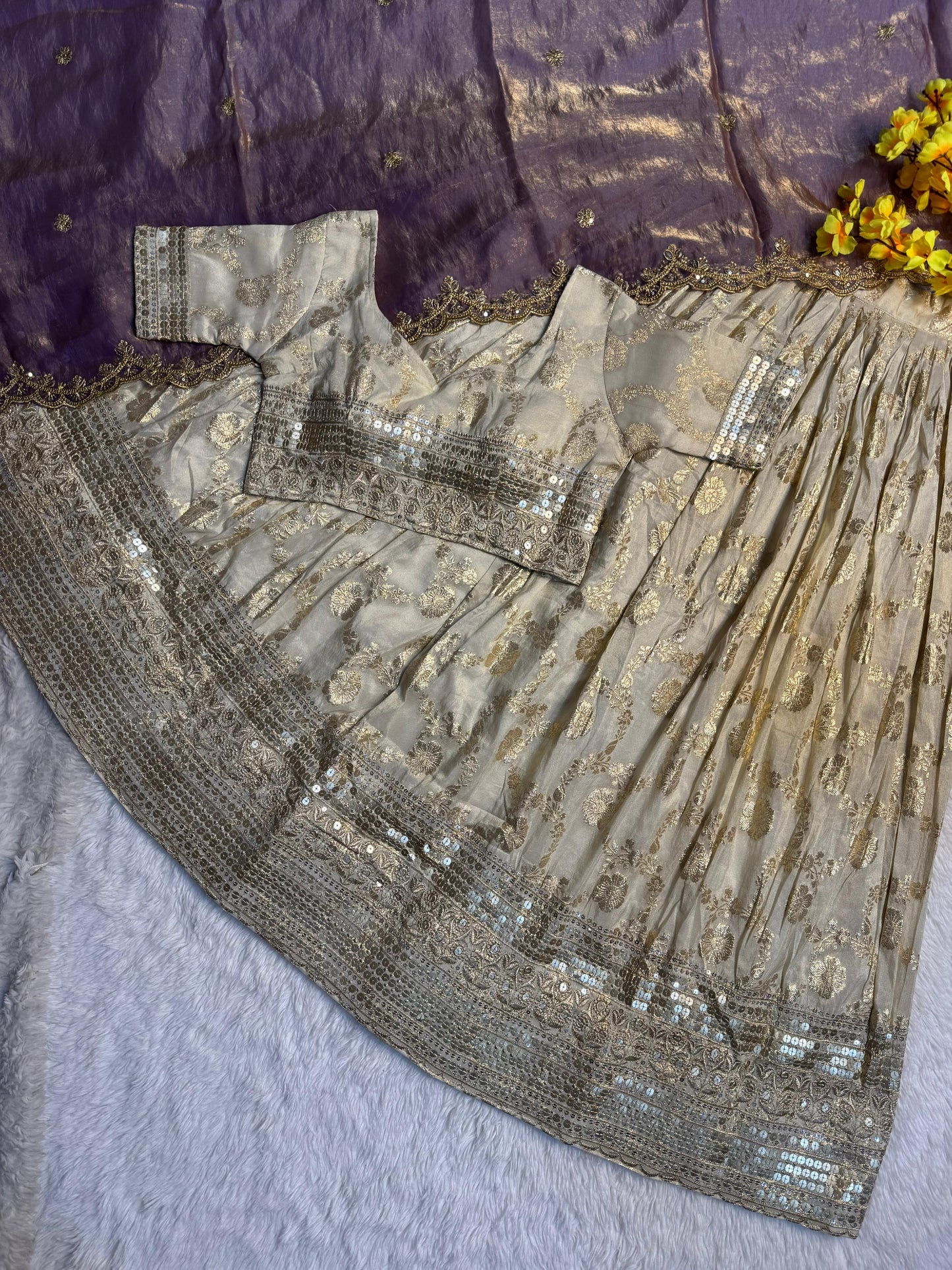 Simmer Silk séquence work Lehenga with stitched Blouse