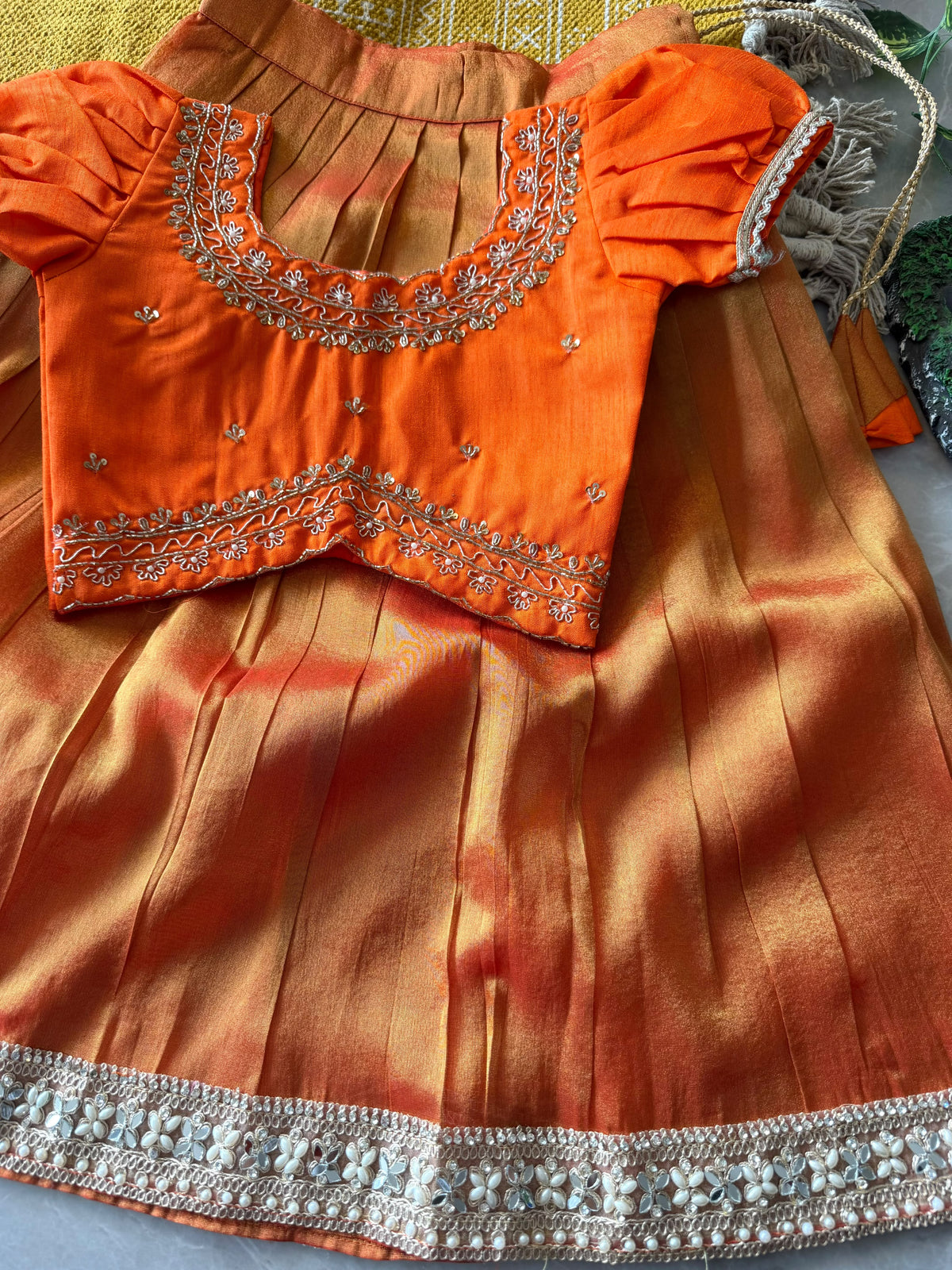 Kanjivaram Maggam Kids Dress Cute Sets