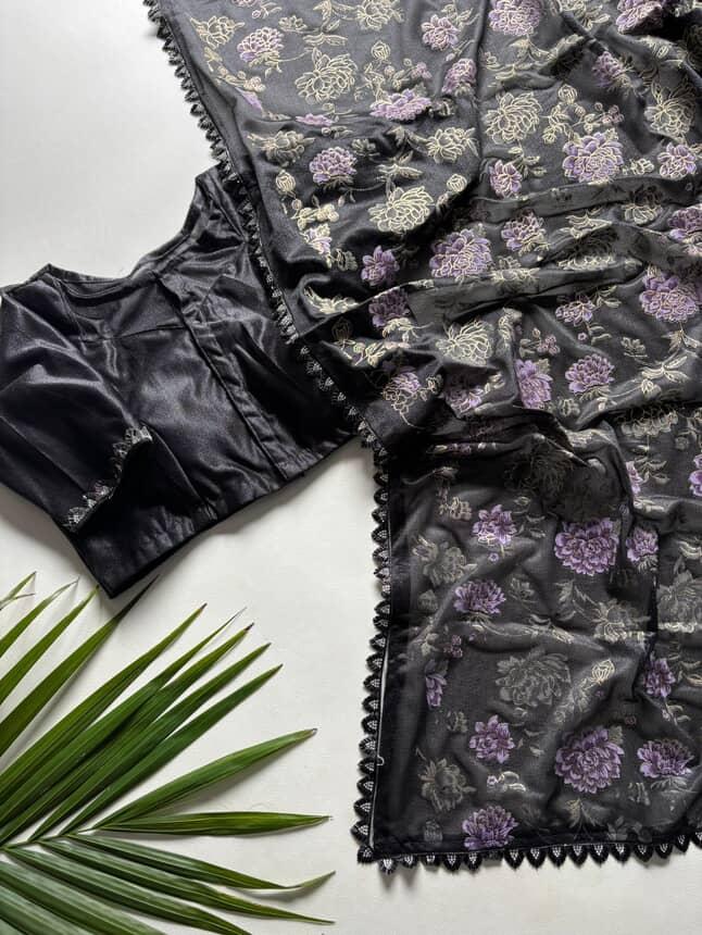 Fancy Desginer Black Cocktail Saree Budget ones