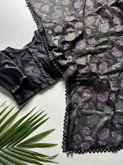 Fancy Desginer Black Cocktail Saree Budget ones