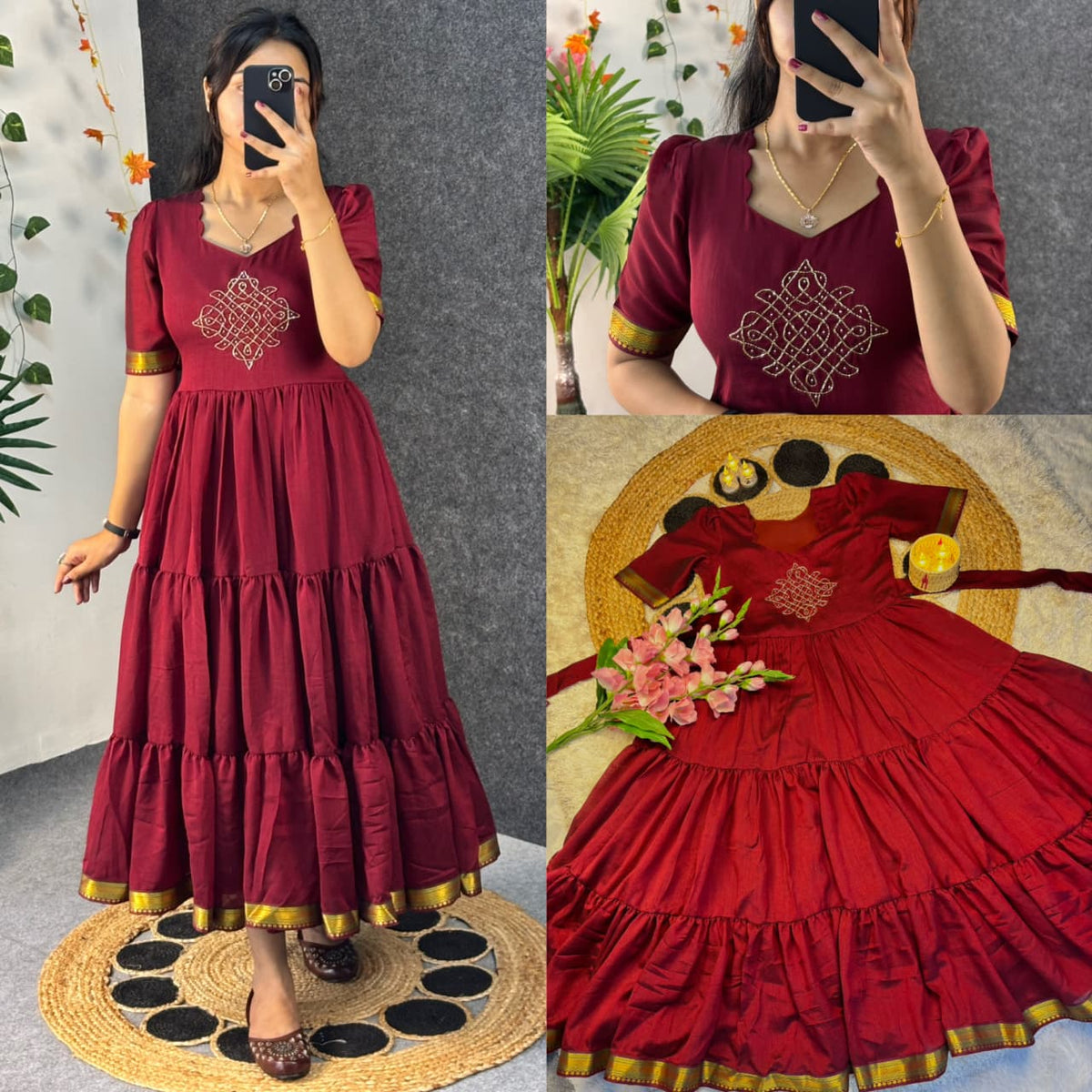 Café blooming vichitra silk gowns