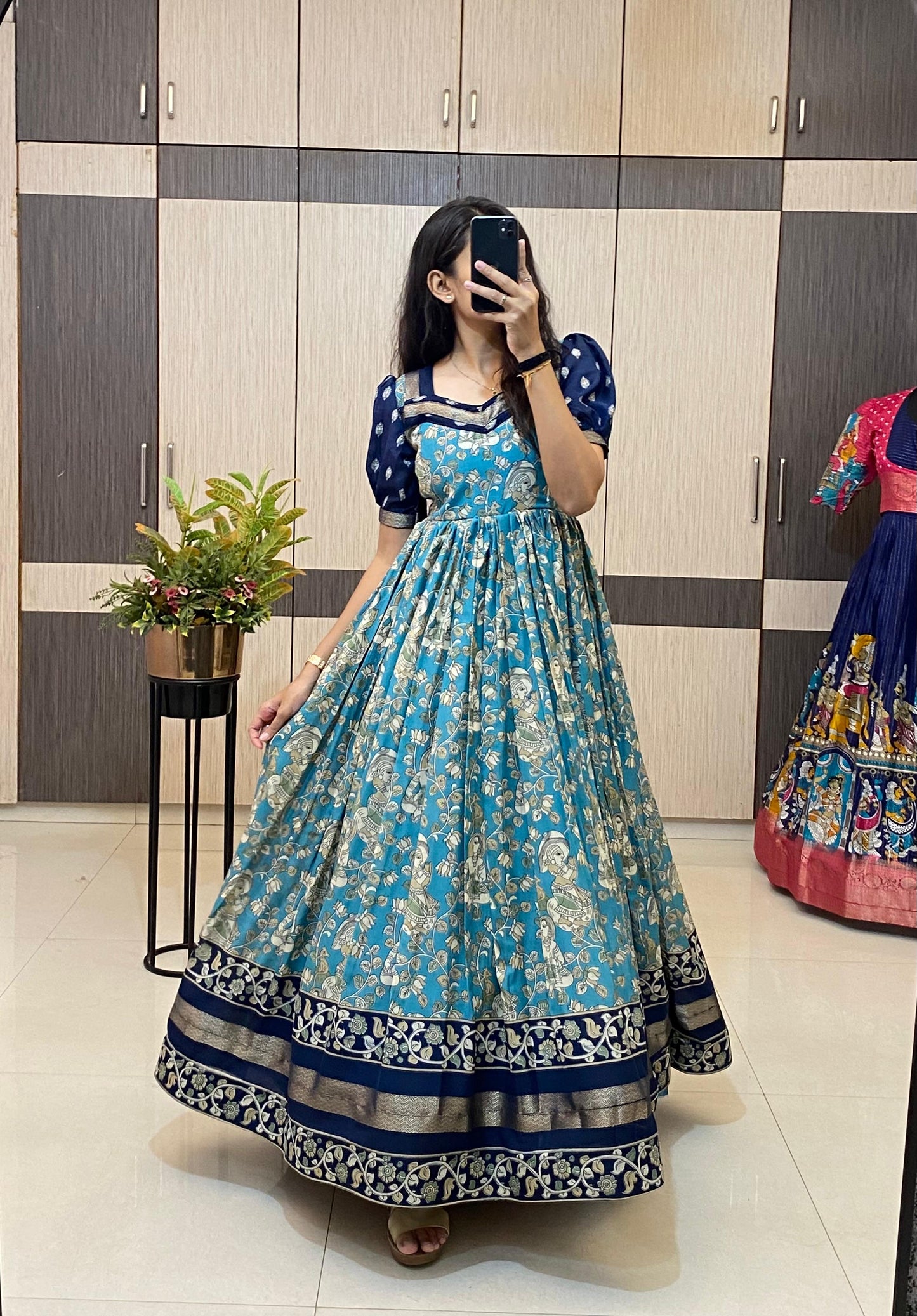 Mul cotton Kalakmari Gowns classic Insta