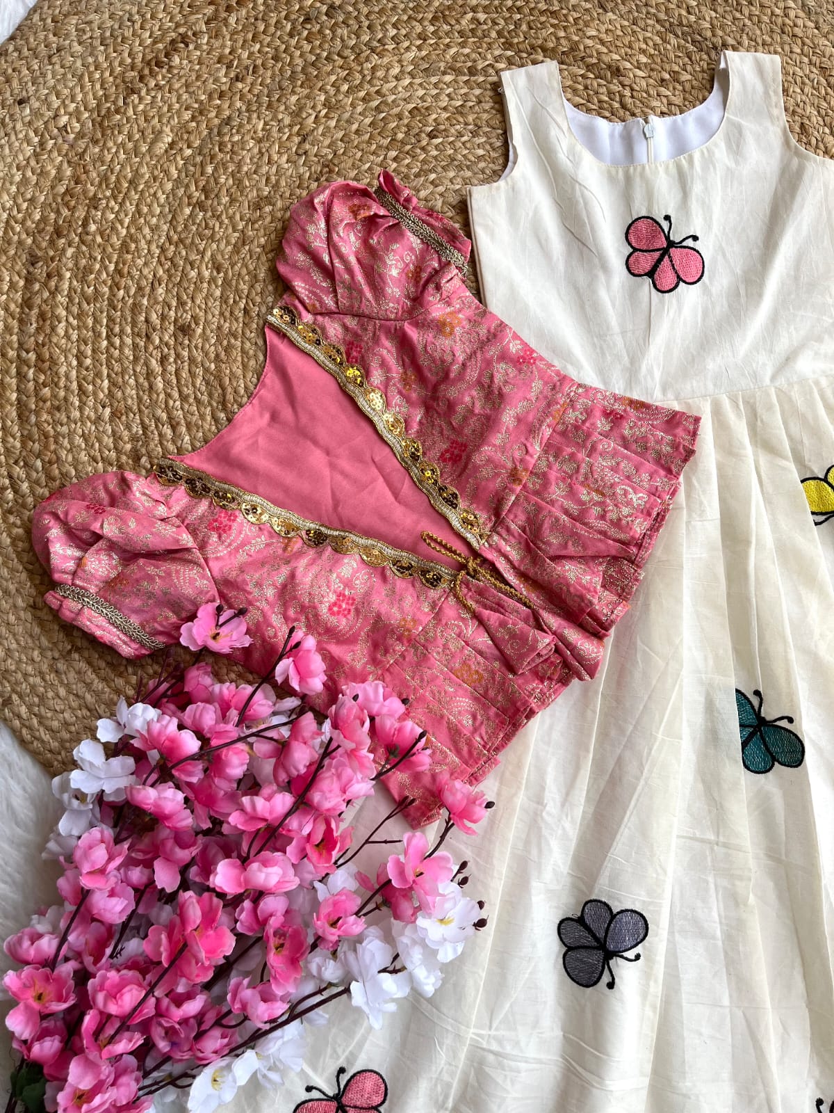 Kids Khadi cotton butterfly gown