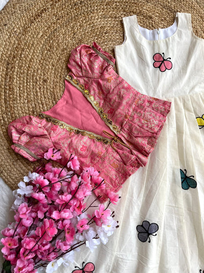 Kids Khadi cotton butterfly gown