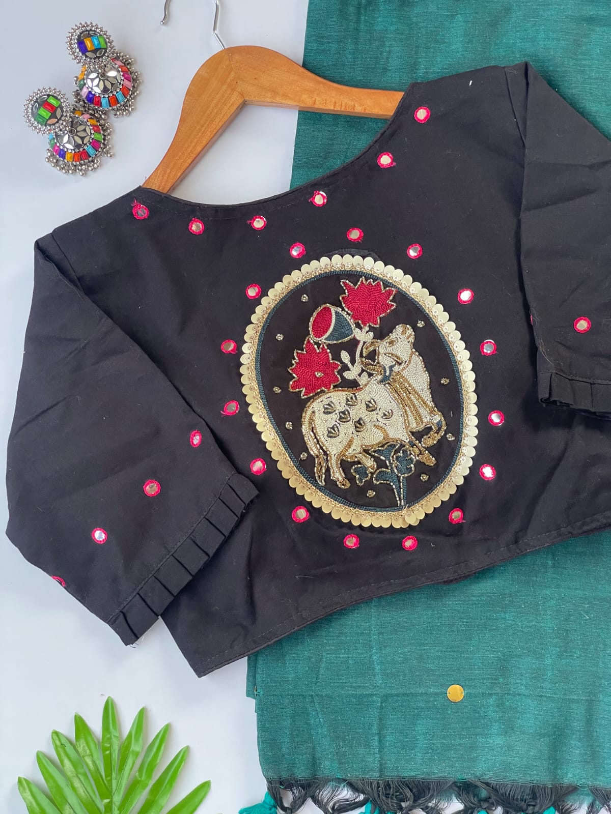 Khadi cotton with stitched Bollywood style
Blouse