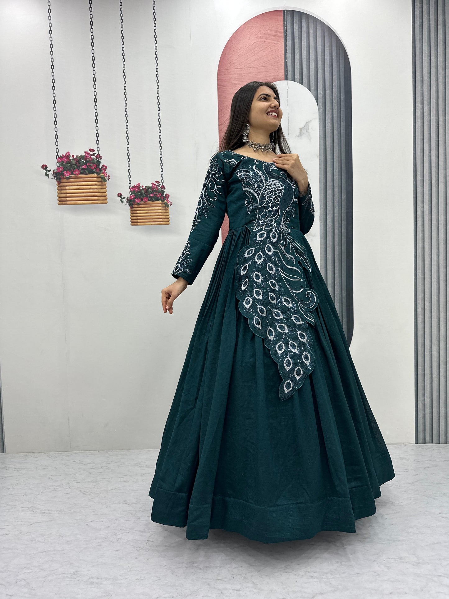 Big boss tanuja peacock long gown