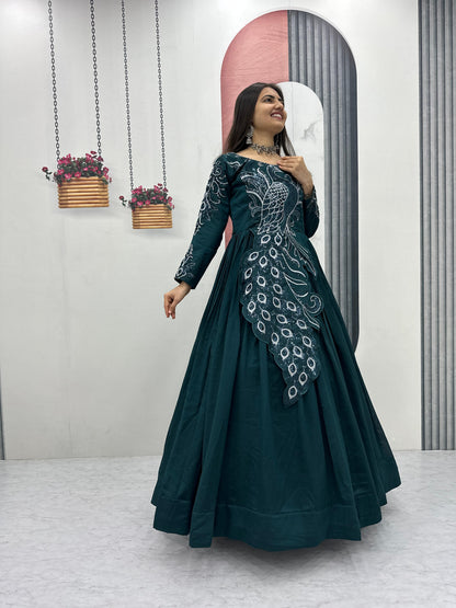 Big boss tanuja peacock long gown