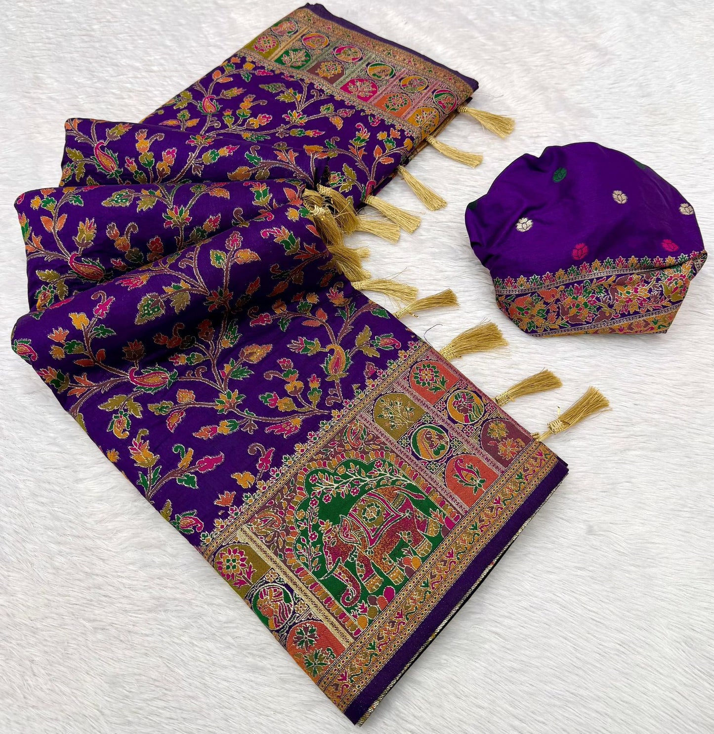 Vintage rajwadi pashmina silk saree