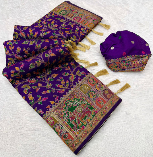 Vintage rajwadi pashmina silk saree