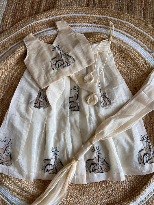 Chanderi Dear Embroidery  Cute kids  sets