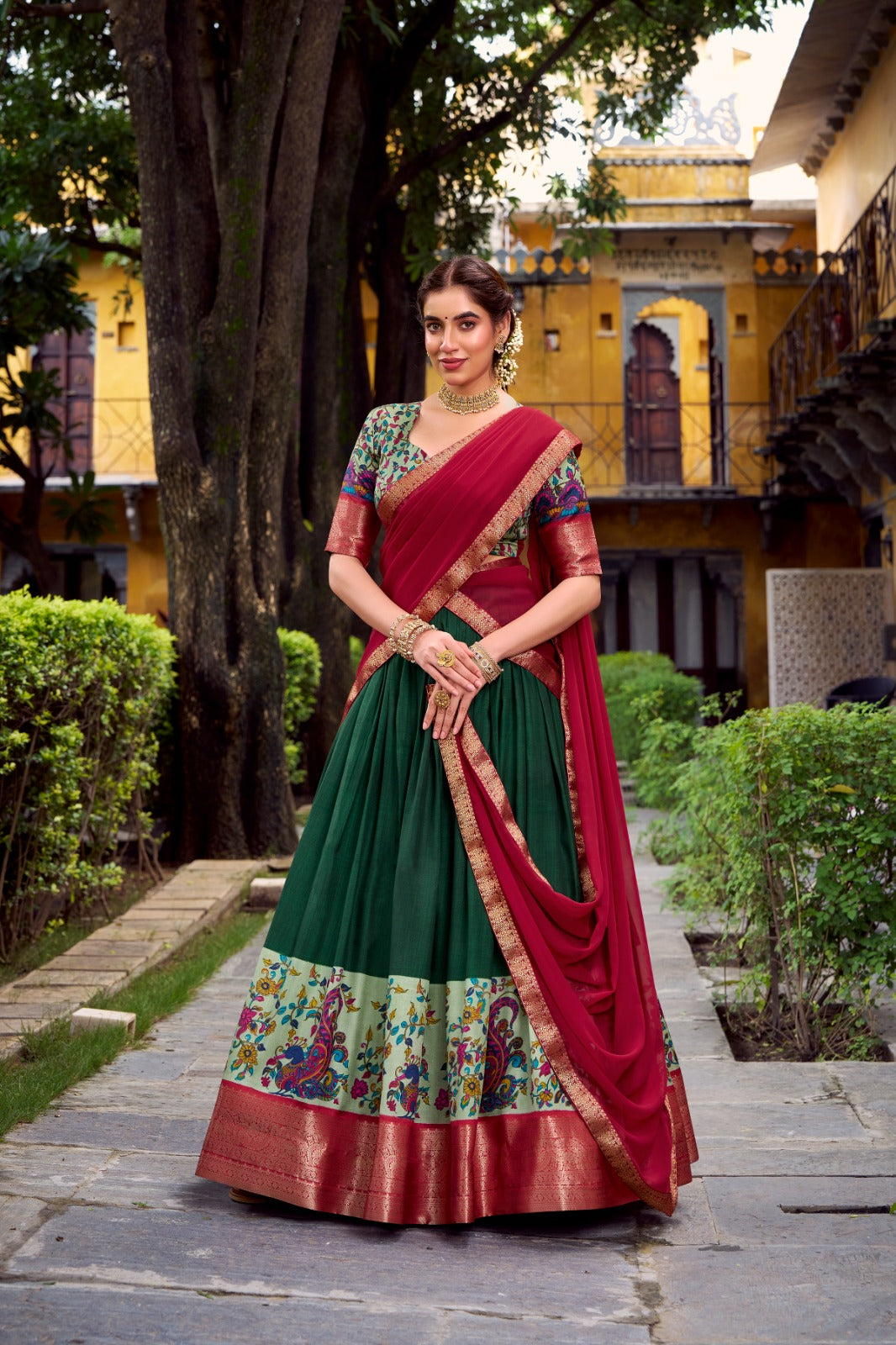 Kalmkari Tradition Weaving Lehenags