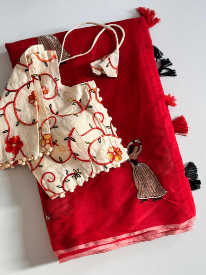 Cotton Dance saree with stitched blouse