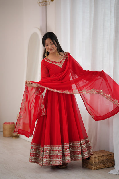 Georgette Anarkali beautiful Mirror Embroidery sequence gowns
