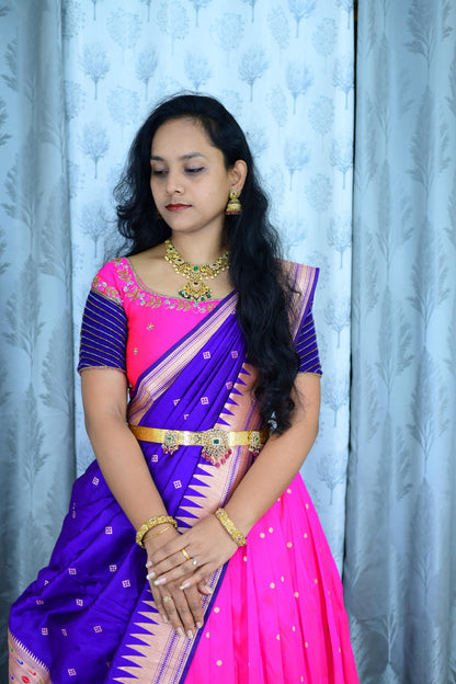Pongal Special Paithani Lehenga with stitched Blouse -Maggam