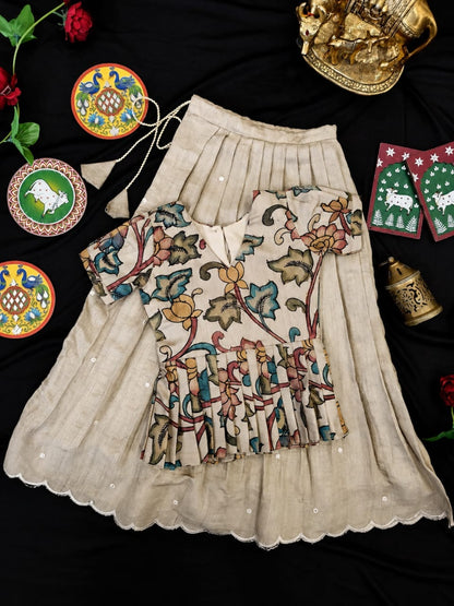 Indo western style kids cute Kalamkari sets