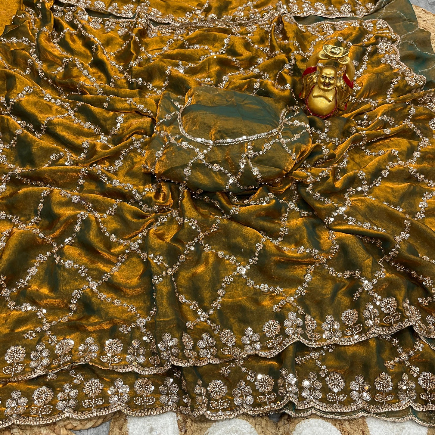 Luxe grand party beeds work velvet shine saree