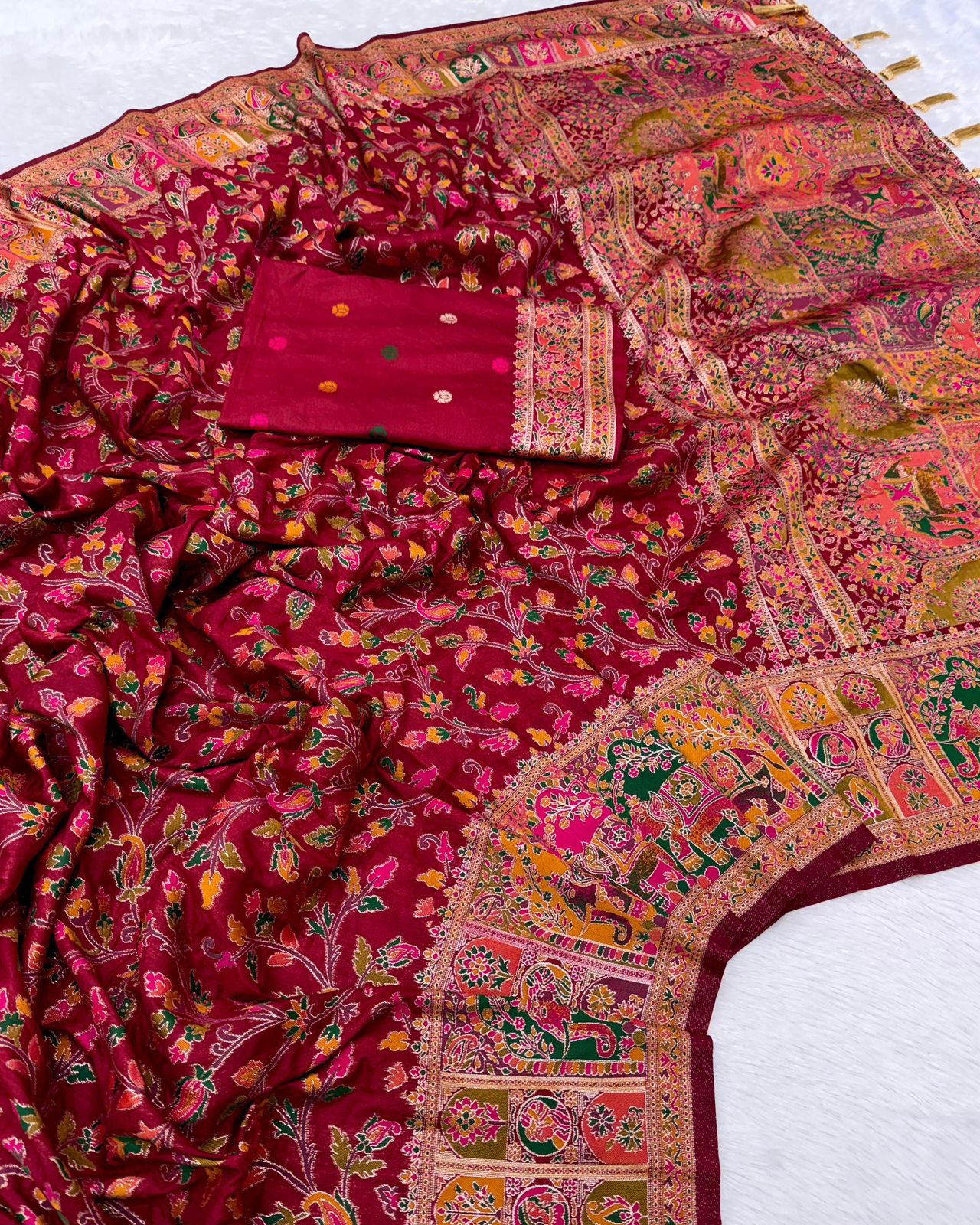 Vintage rajwadi pashmina silk saree