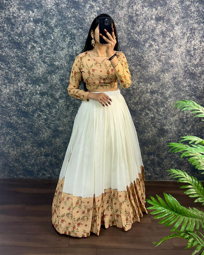 Kalamkari crop-top Kota doriya printed Lehenga sets