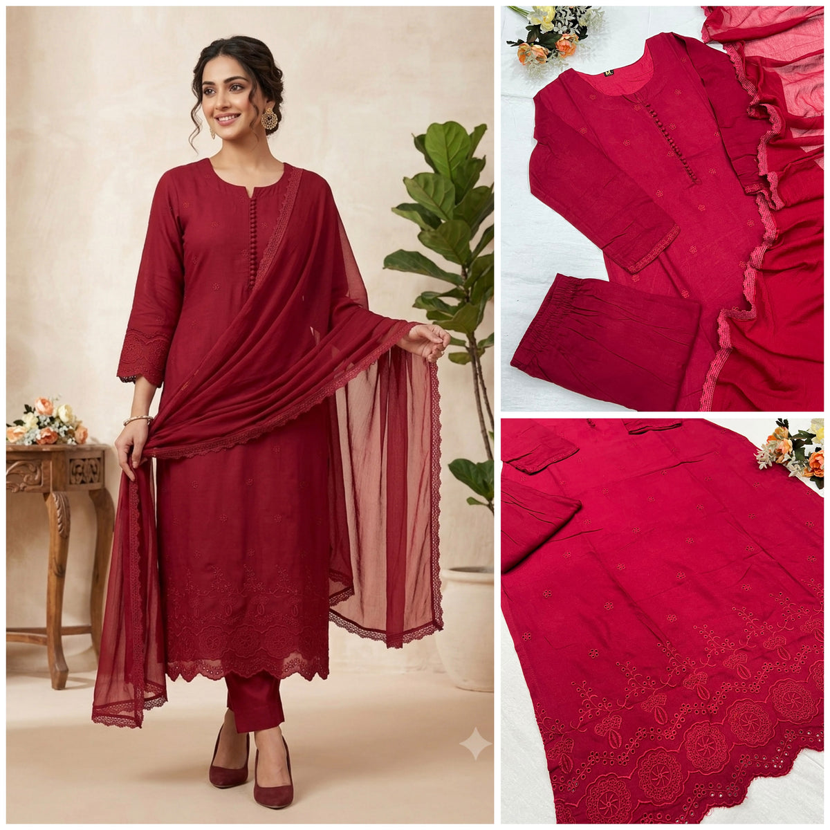 New Designers pastel colour Kurti Pant Dupatta Set