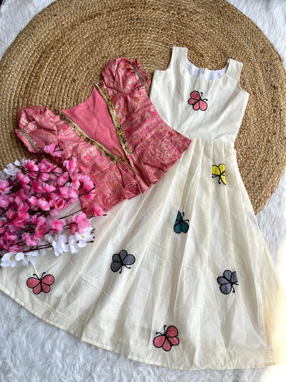 Kids Khadi cotton butterfly gown