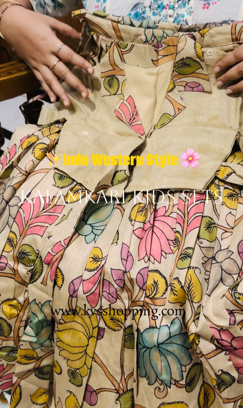 Indo western style kids cute Kalamkari sets
