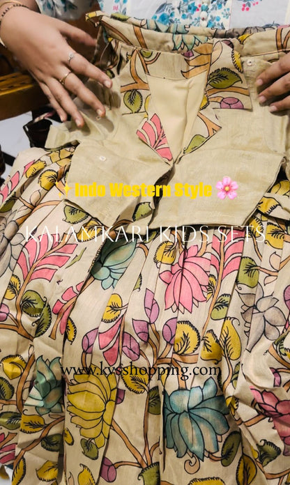 Indo western style kids cute Kalamkari sets