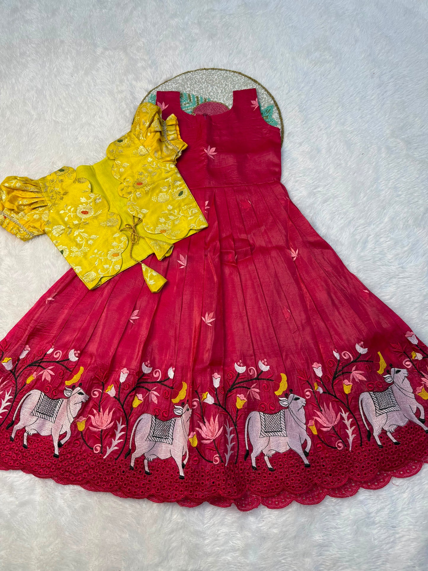 Pichwai embroidery kids cute Lehenga set