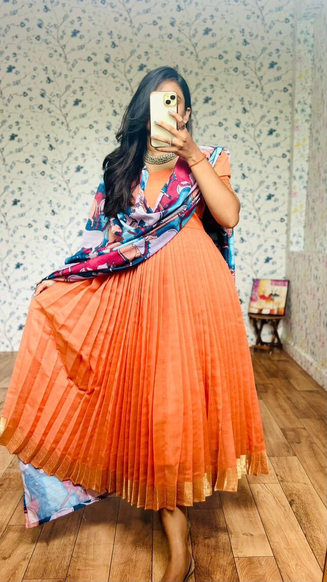 Handloom Kalamkari Anarkali Festival Gowns