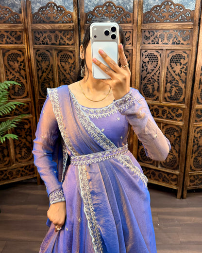 South style silk gown with dupatta