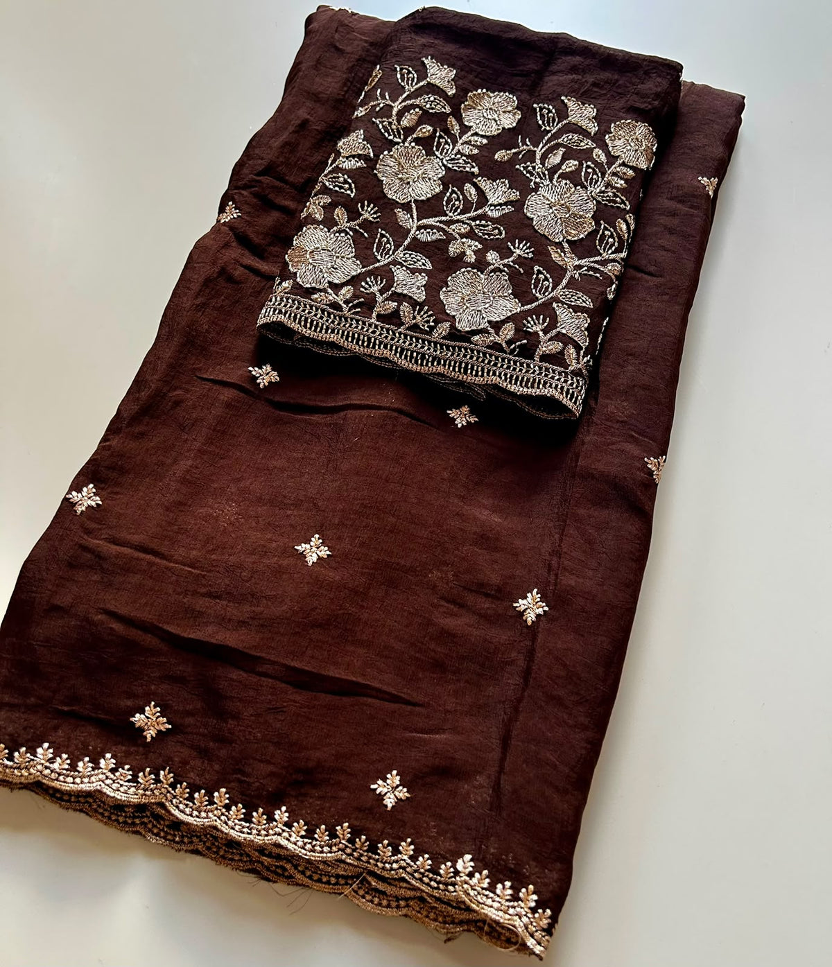 Budget chocolate gold Cara’s bitty saree