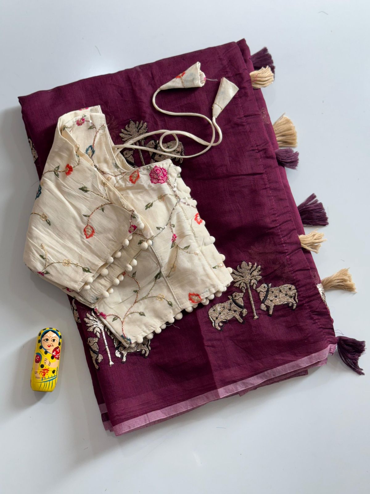 Chanderi Saree with Stitched Blouse