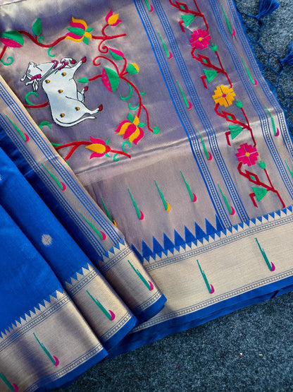 Budget Tussar Paithani weaving sarees