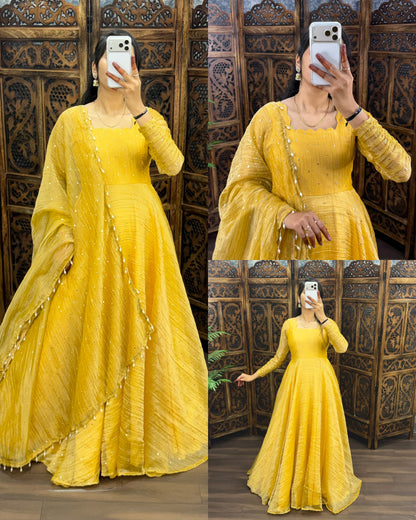 South Salsa Silk Gown with Dupatta