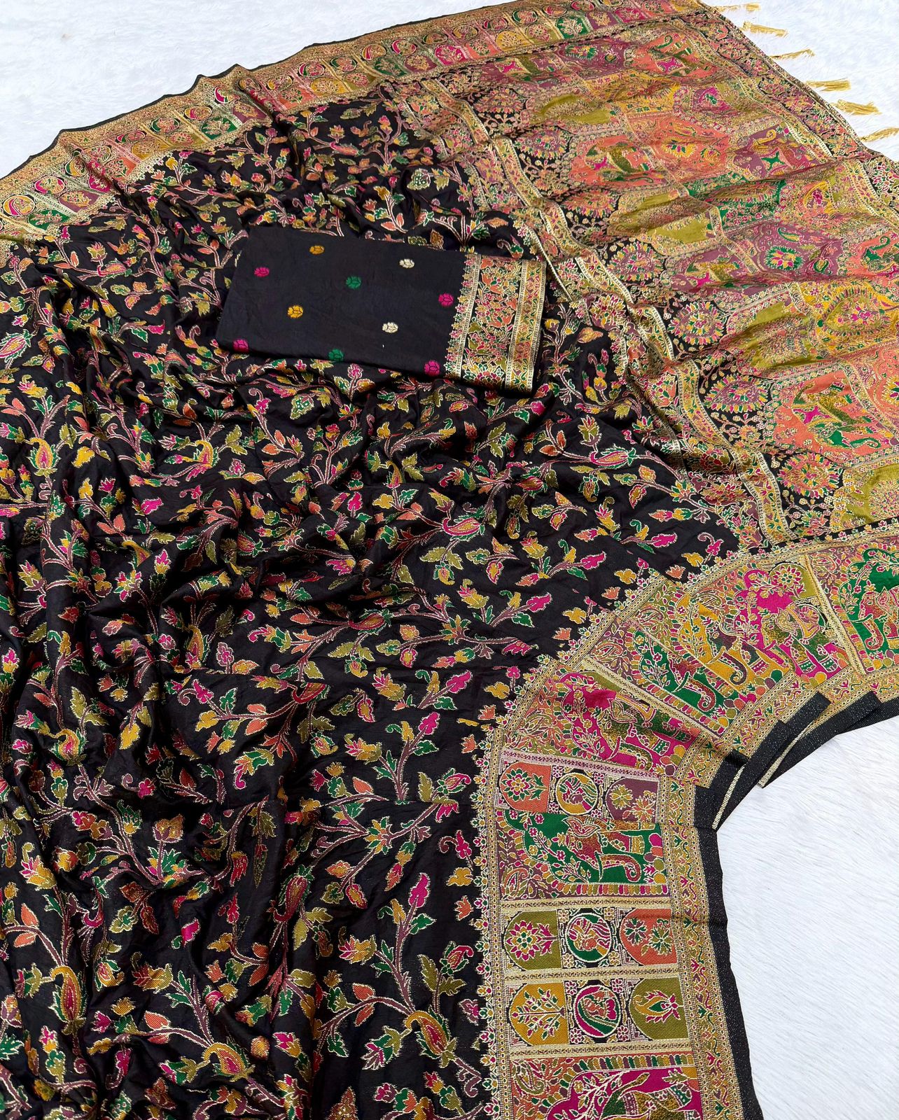 Vintage rajwadi pashmina silk saree