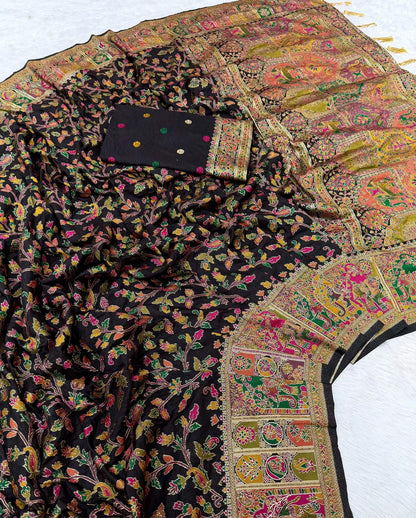 Vintage rajwadi pashmina silk saree
