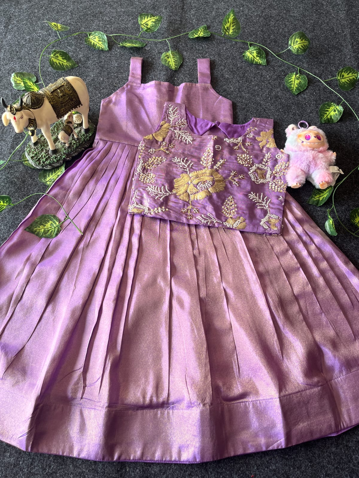 Kids tissue frock with coat model 2 in one