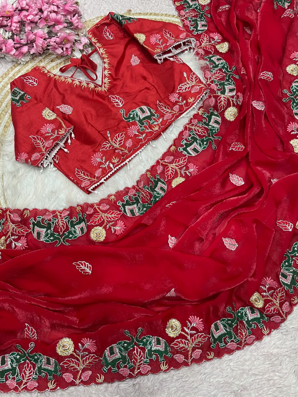 Soft fendy Saree with stitched Blouse