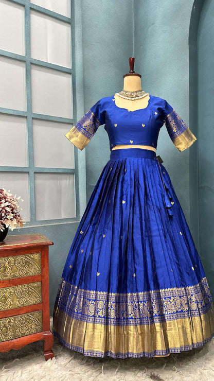 Kanchipattu  silk full stitched Lehenga blooming rangoli designer lehenga