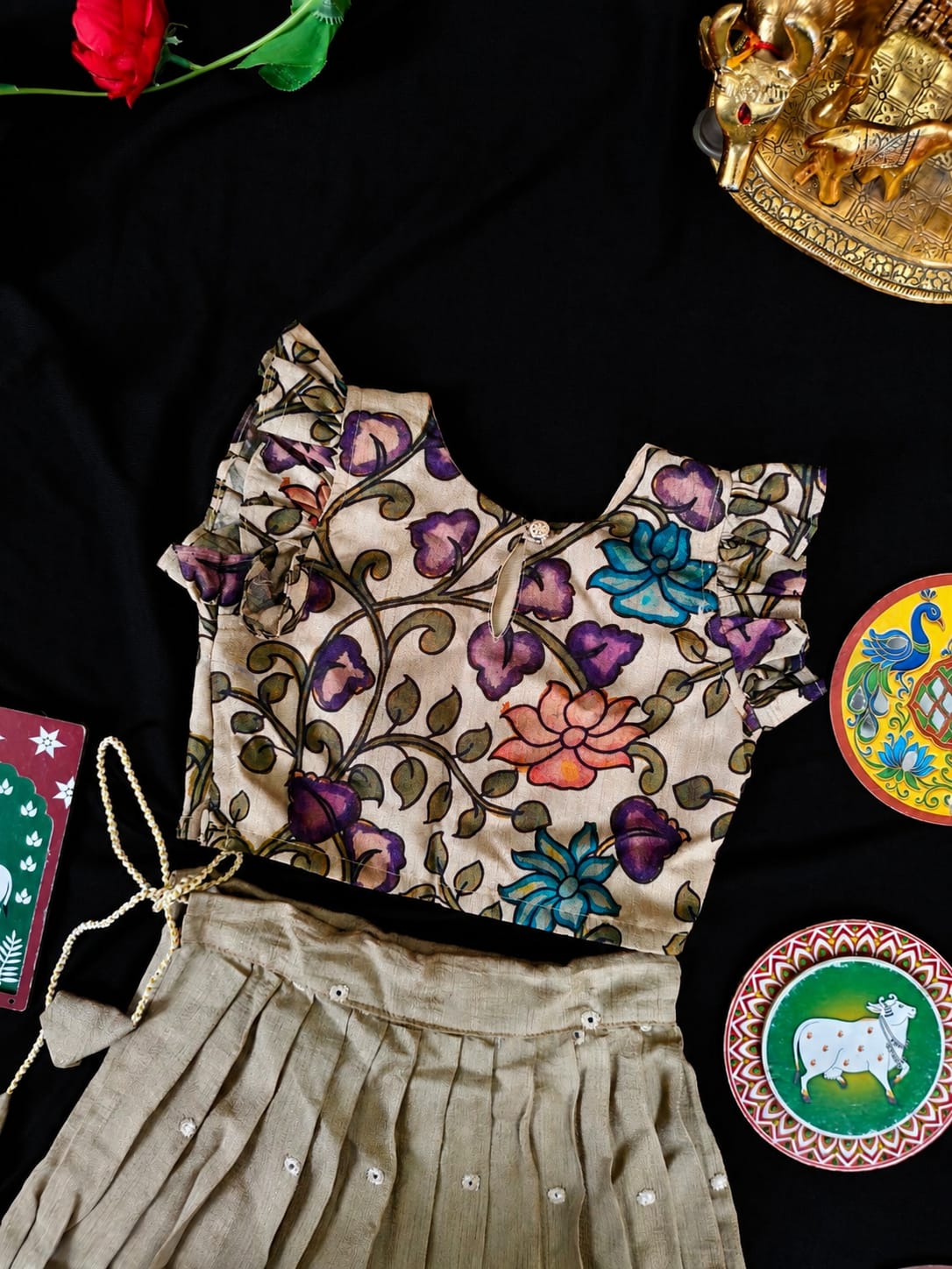 Indo western style kids cute Kalamkari sets
