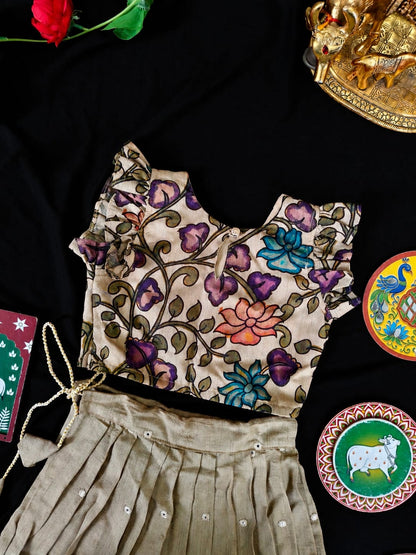 Indo western style kids cute Kalamkari sets