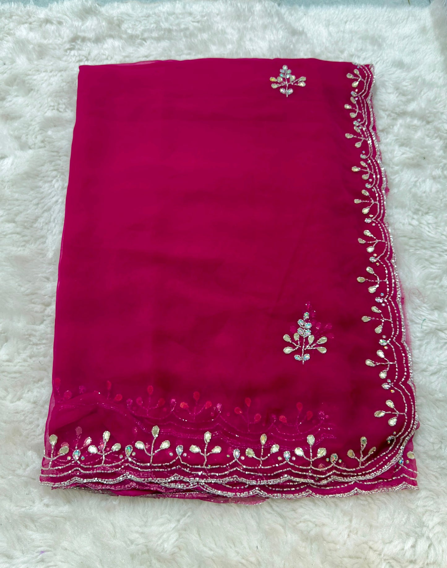 Rainbow colour georgette kardhana  trending work sarees