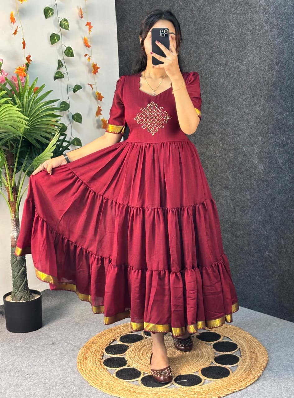 Café blooming vichitra silk gowns