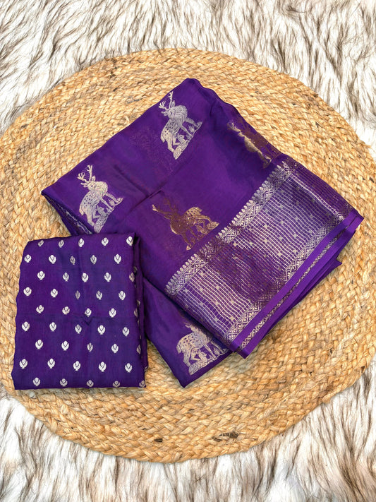 Viscose Mysore budget deer design saree