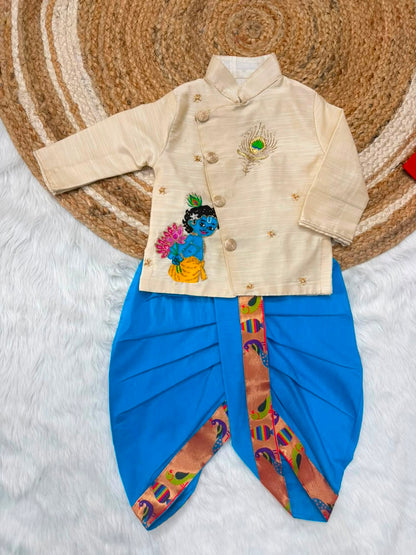 Premium Boy  Raw Silk Kurta with Dhoti Set