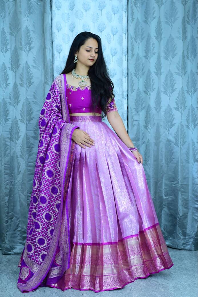 Semi Kanchipattu With Pure Zardosi Festival Lehenga